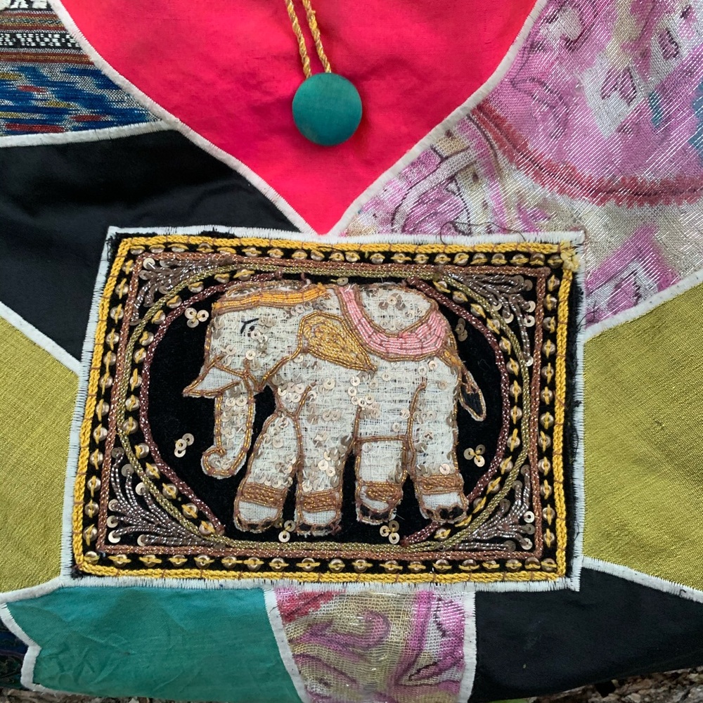 Vintage Handmade Patchwork Indian Elephant Bag. - image 2